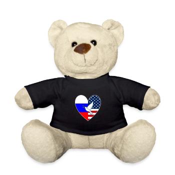 USA Russland Flagge Herz Friedenstaube Ukraine - Teddy - Schwarz - Vorne