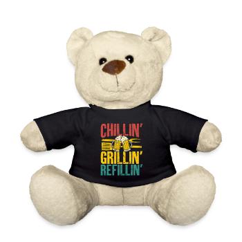 Grillin Chillin Refillin Retro Beer and BBQ - Teddy Bear - black - Front
