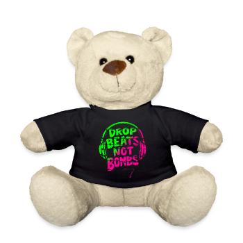 Drop Beats Not Bombs green pink - Teddy Bear - black - Front