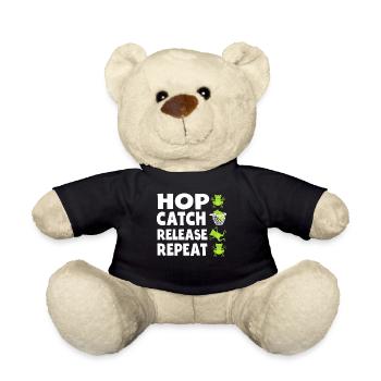 Hop Catch Release Repeat Frosch Humor - Teddy - Schwarz - Vorne