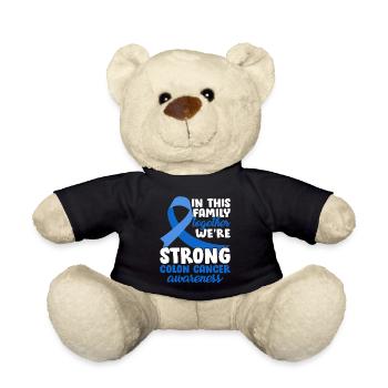 Family Together Blue Ribbon Colorectal Colon - Teddy Bear - black - Front