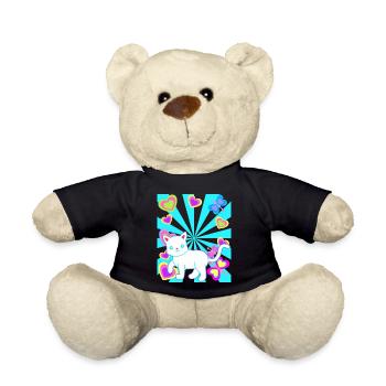 Chat Chats Enfant Enfants Bébé Rétro Coeur - Nounours - noir - Devant