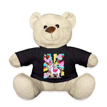 Retro Kids Child Horse Teddy Heart Birthday Baby - Teddy Bear - black - Front