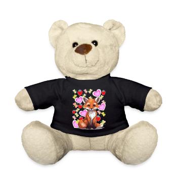 Renard Fox Coeur Fraises d’été Enfants Années 80 - Nounours - noir - Devant
