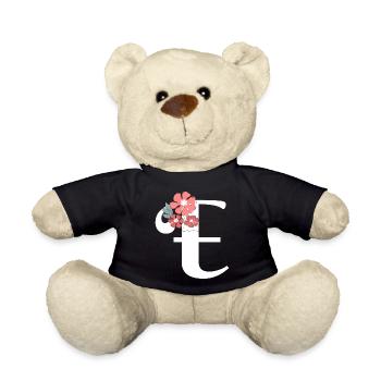Lettre e fleurs minimalistes - Nounours - noir - Devant