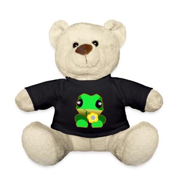 Cute frog with flower - Teddy Bear - black - Front