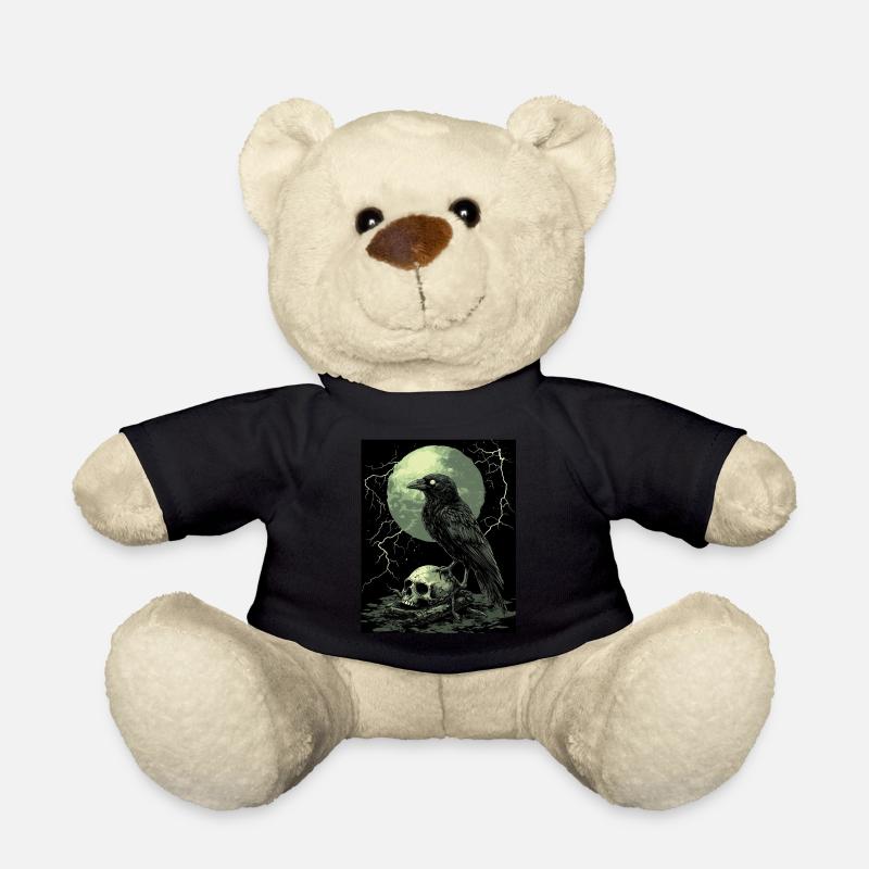 Rabe Totenkopf Mond Düster Gothic Schwarze Krähe - Teddy - Schwarz