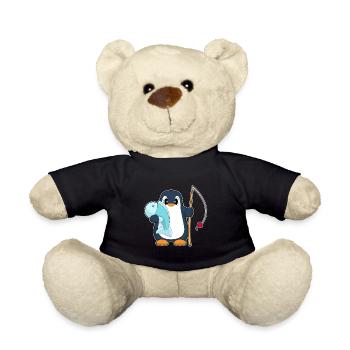 Pinguin Angler Fisch Angeln - Teddy - Schwarz - Vorne