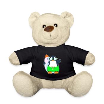 Pinguin Surfen Surfbrett Sommer - Teddy - Schwarz - Vorne