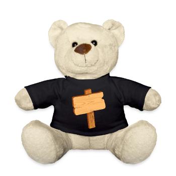 Panneau rustique en aspect bois sans texte - Nounours - noir - Devant