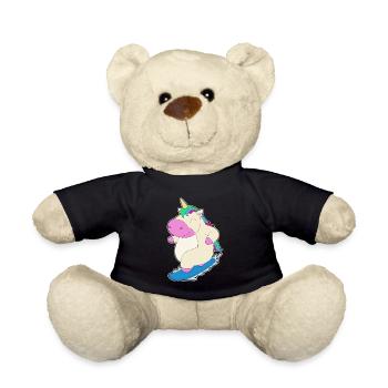 Einhorn Snowboarder Snowboard - Teddy - Schwarz - Vorne