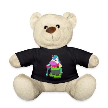 Unicorn Kite Flying Kite - Teddy Bear - black - Front