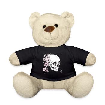 Cherry blossom skull in Japan style - Teddy Bear - black - Front