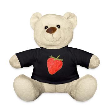 Erdbeeren Erdbeere Strawberry Geschenk - Teddy - Schwarz - Vorne