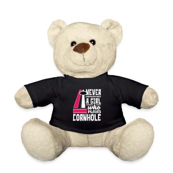 Unterschätze Nie Ein Mädchen Cornhole Spieler - Teddy - Schwarz - Vorne