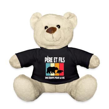 Father and Son Bear Daddy Bear Vintage Father's Day - Teddy Bear - black - Front