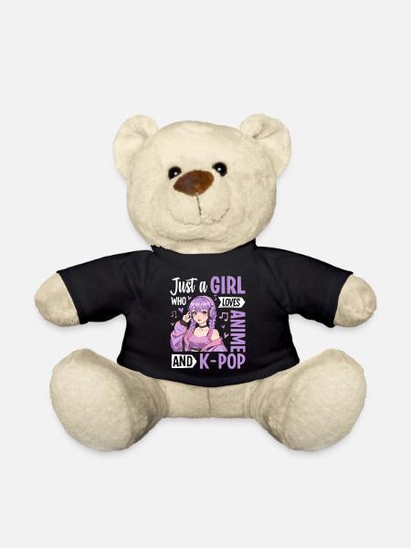 Just a Girl Who Loves Anime and K-Pop - Teddy Bear - black