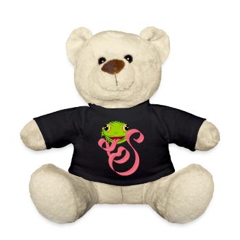 Cheeky frog with a big tongue – Funny design - Teddy Bear - black - Front