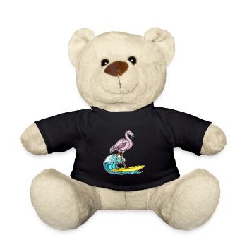 Été de surf sur planche de surf au flamant rose - Nounours - noir - Devant