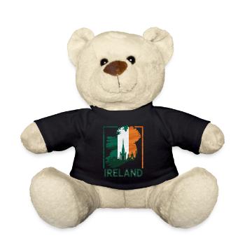 Ireland Map with Skyline and Irish Flag - Teddy Bear - black - Front