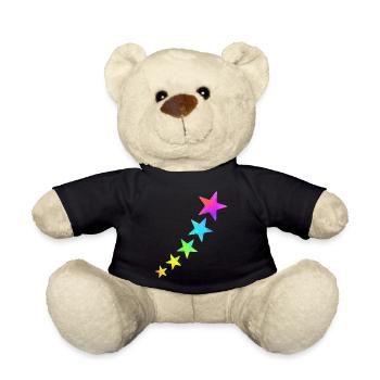Colorful stars in rainbow colors - Teddy Bear - black - Front
