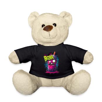 Boba Tea Monster im bunten Graffiti Street Style - Teddy - Schwarz - Vorne