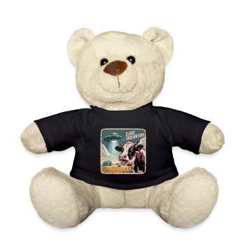 Außerirdische Begegnung Mit Kuh Und UFO - Teddy - Schwarz - Vorne