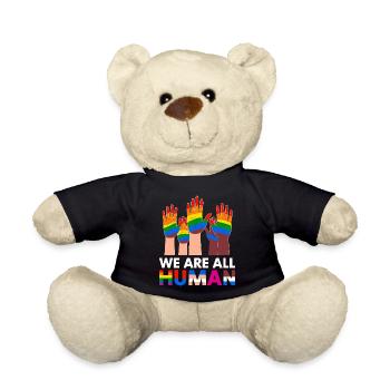 Wir sind alle Menschen Vielfältige Hände Regenbogen - Teddy - Schwarz - Vorne