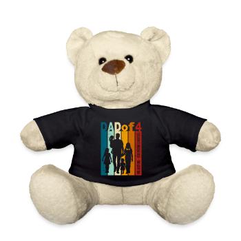 Papa & 4 Töchter Geschenk Design Vatertag - Teddy - Schwarz - Vorne