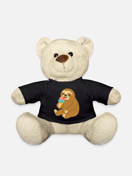 Glückliches Faultier mit Eis – Sommerlaune Motiv - Teddy - Schwarz