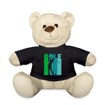 Golf Golfer Tee-Off Hommes Garçons Vintage - Nounours - noir - Devant
