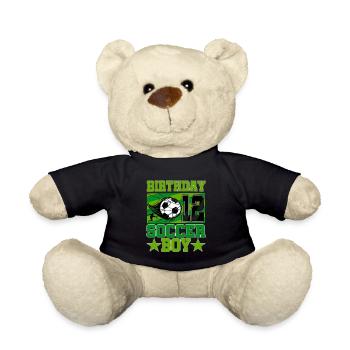 12th birthday Boy Soccer 12 Years Old Gifts - Teddy - Schwarz - Vorne