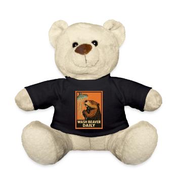 Castor sous la douche avec un dicton amusant - Nounours - noir - Devant