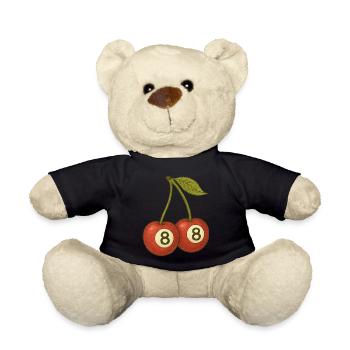 Cherry 8 Ball Retro Pool Vibes Design - Teddy Bear - black - Front
