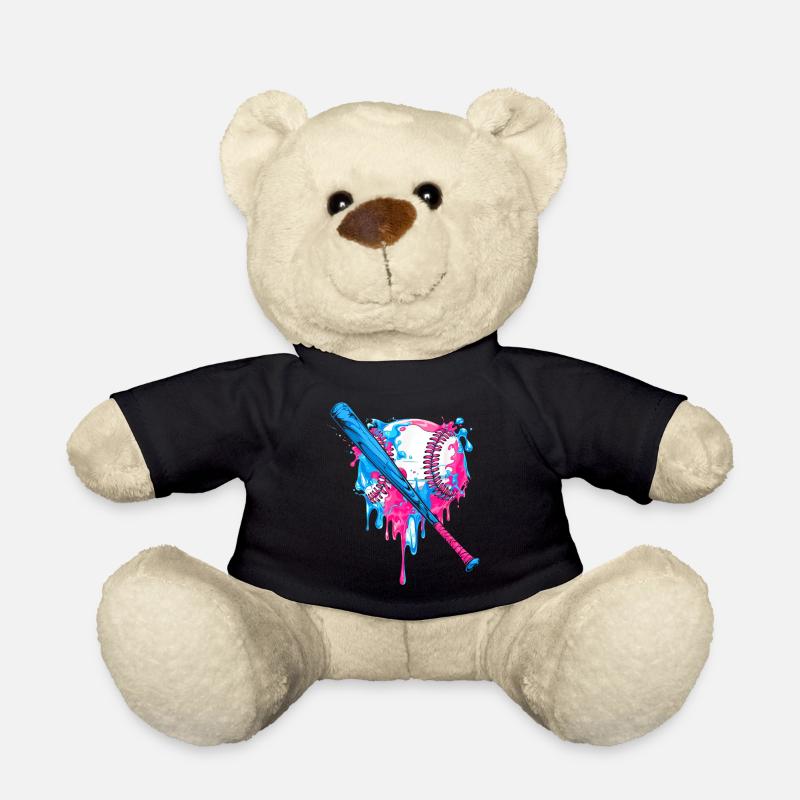 Vibrant baseball heart splash design - Teddy Bear - black