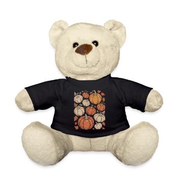 Autumnal pumpkins and leaves illustration - Teddy Bear - black - Front