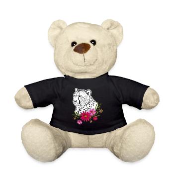 Cheetah With Flowers - Teddy Bear - black - Front