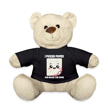 Picked Paper Rules The Game - Scissors Stone Paper - Teddy Bear - black - Front