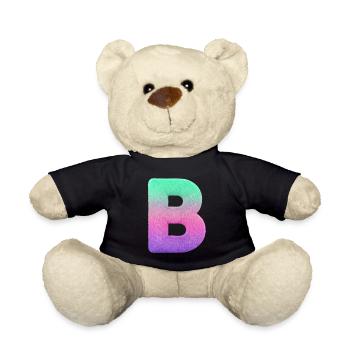 Buchstabe B mit Fell und Pastell Farbverlauf - Teddy - Schwarz - Vorne