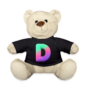 D - Letter in fur look and color gradient - Teddy Bear - black - Front