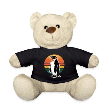 Penguin silhouette with sunset - Teddy Bear - black - Front