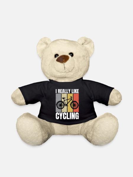 I Really Like Cycling Retro Loves Cycling Cyclist - Teddy Bear - black
