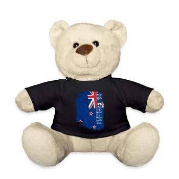 Drapeau néo-zélandais, grunge vintage - Nounours - noir - Devant