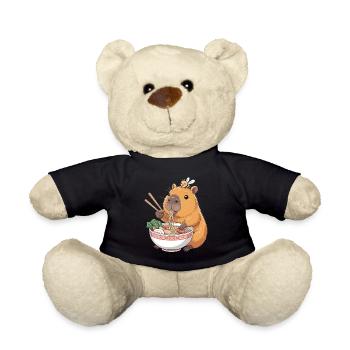 Capybara Ramen Kawaii With Bee - Teddy Bear - black - Front
