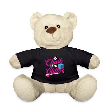Kreide ist mein Glitzer - Billard Zitat Queue Sport - Teddy - Schwarz - Vorne