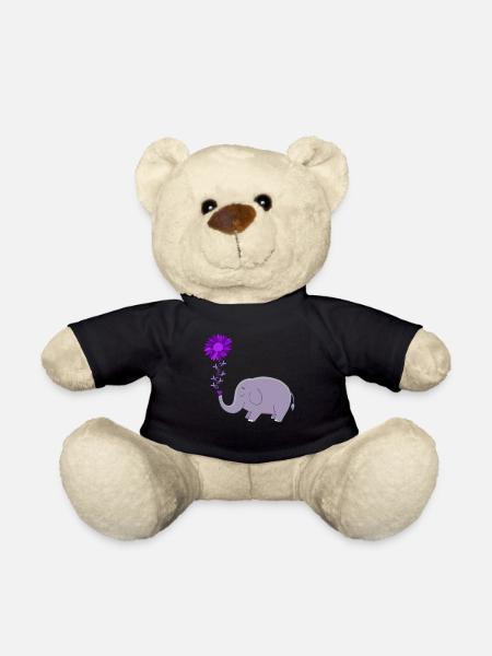 Cute Elephant Flower Magic - Teddy Bear - black