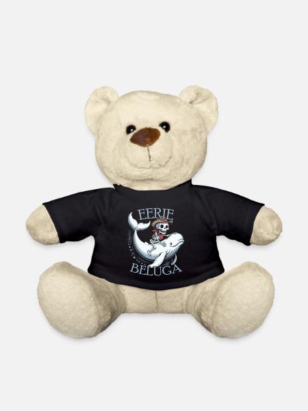 Skeleton as a cowboy on beluga whale - Teddy Bear - black