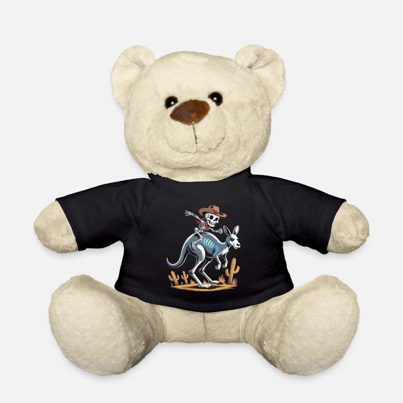 Cowboy Skelett-Reiter auf Känguru - Teddy - Schwarz
