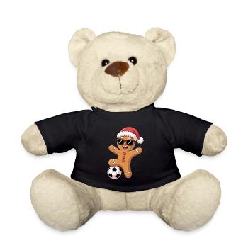 Christmas Soccer Cartoon Football - Teddy Bear - black - Front