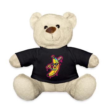 Banana Cartoon Baseball Humor - Teddy Bear - black - Front
